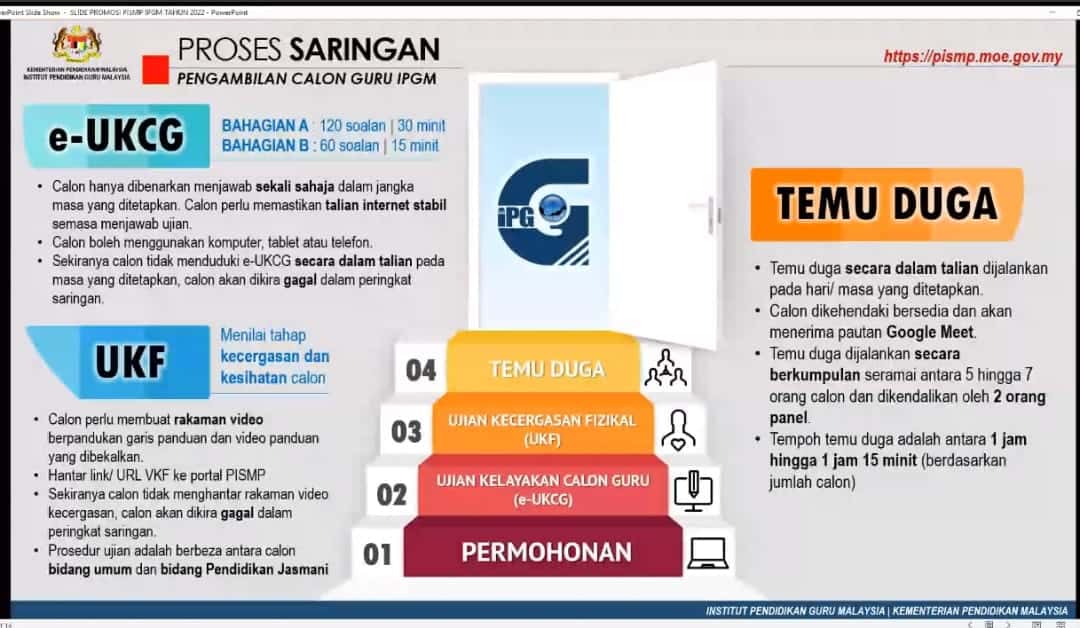Proses Saringan Pengambilan Calon Guru IPGM